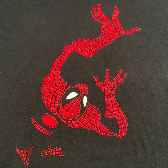 Vintage Spider-Man Big Print Felt Graphic Tee Sz L - Picture 3 of 6